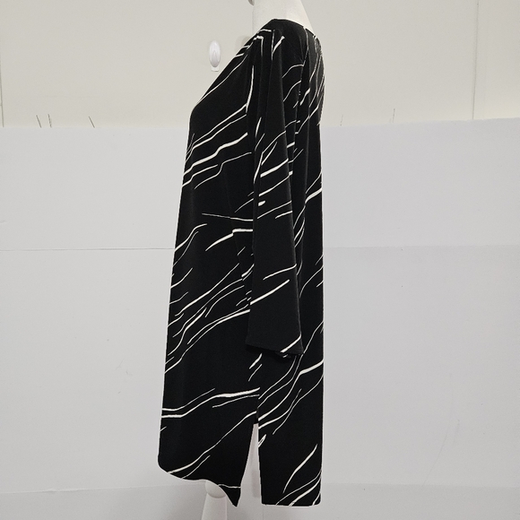 Alfani Size L Black Long-Sleeved Womens Wide Crew Neck Long Dress Shirt  Blouse - Picture 5 of 16